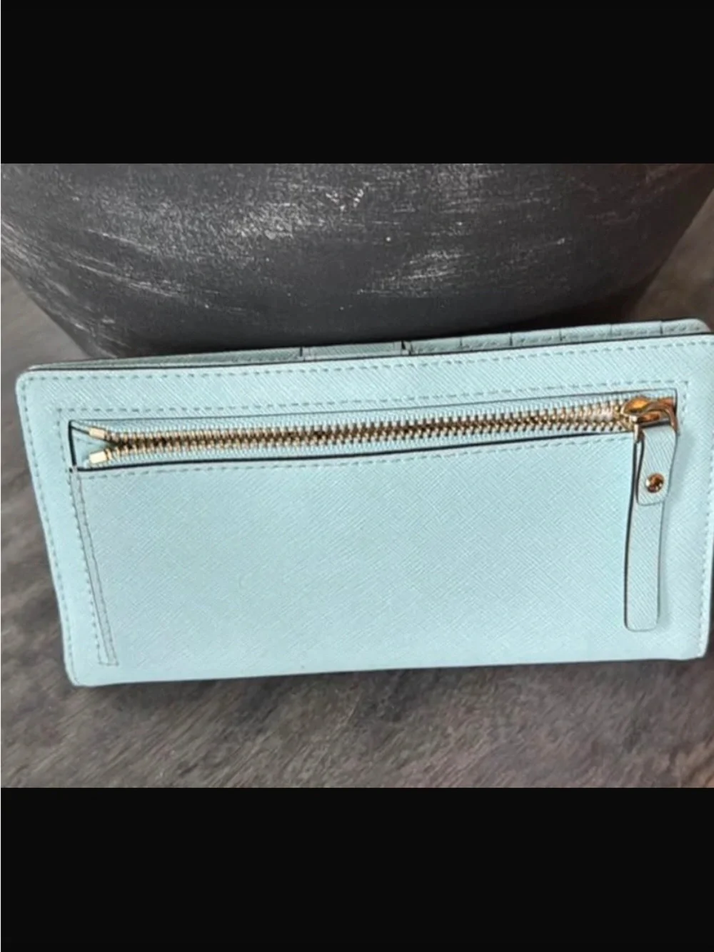 kate spade mint blue Saffiano Leather Continental Wallet